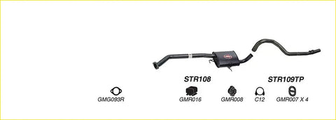 Black redback performance 2.5 inch exhaust system with central muffler and curved pipes for holden commodore back view