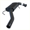 Black metal redback performance 2.5 inch rear muffler with curved design and mounting hooks for ford falcon au irs shown from back