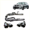 Shiny chrome dual-exhaust anti drone tail pipes for holden commodore ve vf shown from the back side