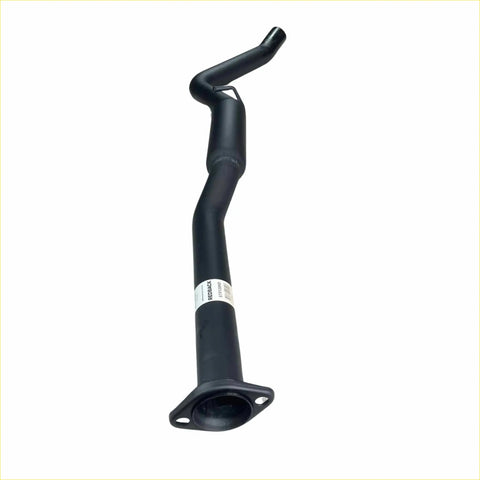 Black metal exhaust pipe with curved design and flanged base for redback performance centre assembly hotdog holden commodore