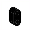 Black dual-hole connector on the back of the redback performance exhaust system with a sleek minimalist design