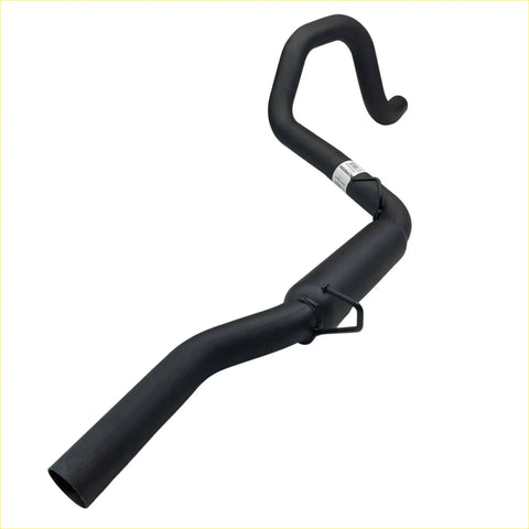 Back view of redback performance black matte exhaust pipe with curved end and metal bracket for ford falcon 1991