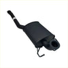 Black metal exhaust muffler with curved pipe and mounting bracket for redback performance exhaust system ford falcon