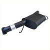 Black redback performance exhaust system for ford falcon with cylindrical pipe and rectangular housing backside view