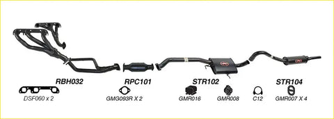 Black redback performance exhaust system with catalytic converter and resonator for holden calais back side view