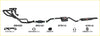 Black Redback performance exhaust system components with red logo accents for Holden Calais 01 1988 back view