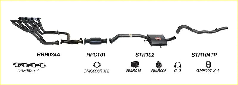 Black matte redback performance exhaust system with catalytic converter and resonator for holden calais rear view