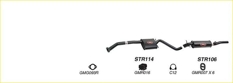 Black redback performance exhaust system showing back side with resonator and two mufflers for holden caprice