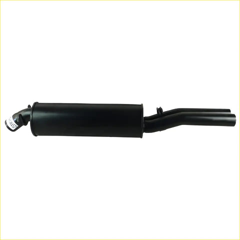 Black metal exhaust pipe with matte finish and dual outlet design for redback performance exhaust system holden caprice back side
