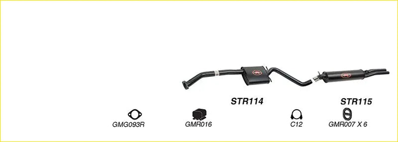 Black Redback performance exhaust system for Holden Caprice with central resonator and red logo accents