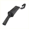 Black metal exhaust muffler with curved end and straight pipe for redback performance exhaust system on holden commodore