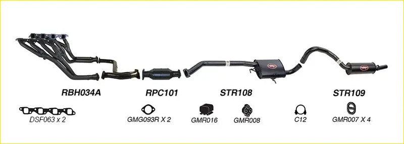 Black redback performance exhaust system with catalytic converter resonator muffler for holden commodore back view