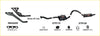 Black exhaust manifold and catalytic converter with red logo accents for redback performance exhaust system on holden commodore