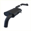 Black metal exhaust manifold with curved pipes and rectangular housing for redback performance exhaust system holden commodore