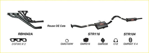 Black Redback performance exhaust manifold and header system with integrated cats for Holden Commodore 1995 model