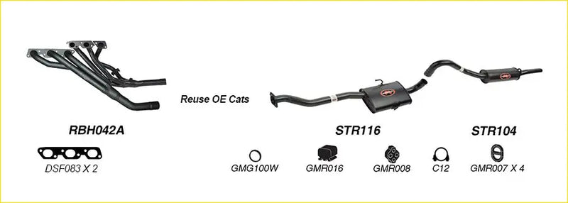 Black Redback performance exhaust manifold and header system with integrated cats for Holden Commodore 1995 model