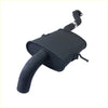 Black redback performance exhaust system muffler with rectangular body and curved pipes for holden commodore back side
