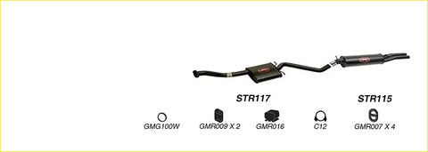 Black Redback performance exhaust system back side with central resonator and flared tailpipe for Holden Commodore