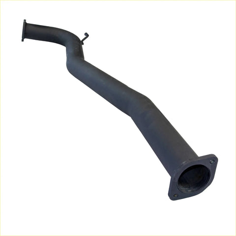 Black metal exhaust pipe with curved design and flanged ends for redback performance exhaust system holden commodore back side