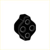 Black hexagonal-shaped connector with four circular openings on the back of redback performance exhaust system for holden commodore