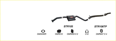 Black Redback performance exhaust system with central catalytic converter and curved pipes for Holden Commodore 1991 back side