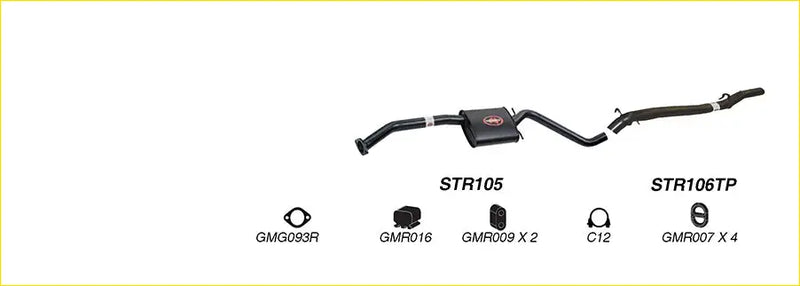 Black Redback performance exhaust system with central catalytic converter and curved pipes for Holden Commodore 1991 back side
