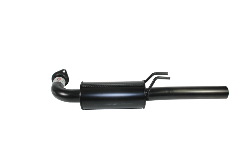 Black metallic redback performance exhaust pipe with curved inlet and mounting brackets for holden commodore back side
