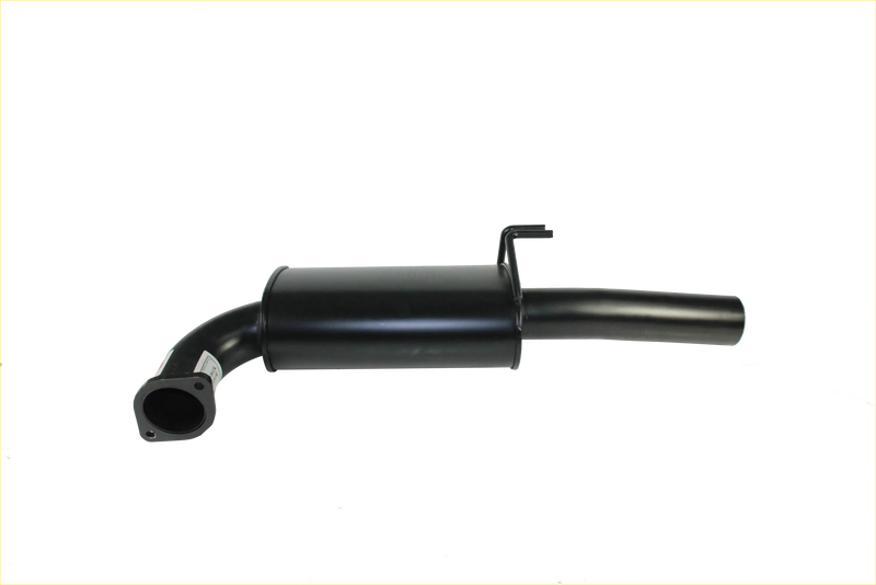 Black cylindrical car exhaust muffler with curved pipes for redback performance exhaust system holden commodore back side