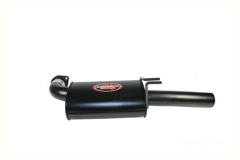 Black redback performance exhaust system for holden commodore 09 2007 with matte finish and chrome accents backside view