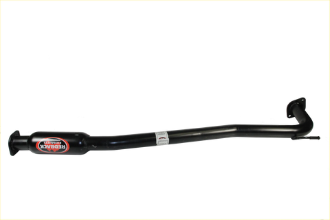 Black redback performance exhaust pipe with glossy finish and curved design for holden commodore 09 2007 back view