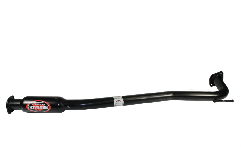 Black redback performance exhaust pipe with glossy finish and curved design for holden commodore 09 2007 back view