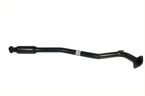 Black metal exhaust pipe with curved design and flanged ends for redback performance exhaust system holden commodore