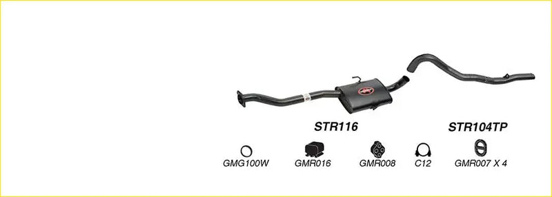 Black metal redback performance exhaust system with central resonator and curved pipes for holden commodore vs v6 sedan