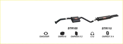Black Redback performance exhaust system for Holden Statesman VQ VR V6 with central resonator and red logo accents shown from back