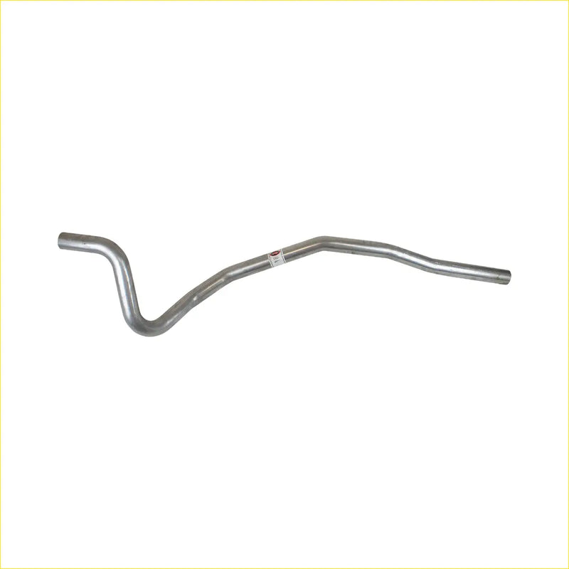 Silver metallic redback performance exhaust tailpipe with curved s-shaped design for ford falcon back side view