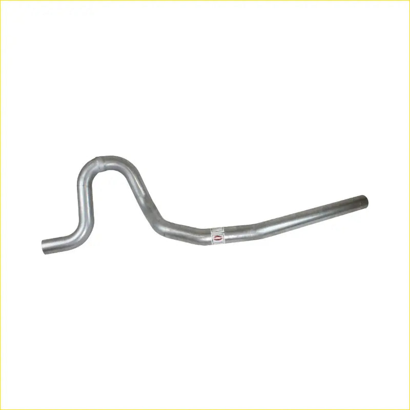 Silver metallic s-shaped exhaust tailpipe with smooth ends for redback performance holden torana 03/1974 back view