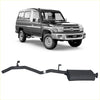 Black aftermarket exhaust system showing back side for toyota land cruiser lc78 by redback performance headers