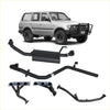 Black redback performance headers and exhaust system components for toyota land cruiser 80 shown from back side