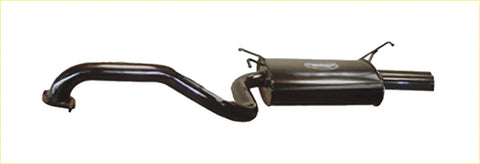 Black metallic redback sports rear muffler with curved pipes for ford falcon ba bf sedan xr6 back side view