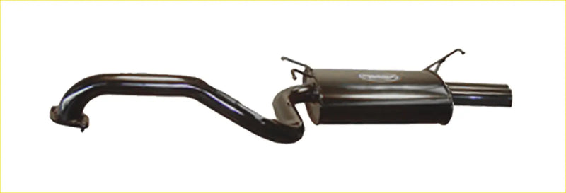 Black metallic redback sports rear muffler with curved pipes for ford falcon ba bf sedan xr6 back side view