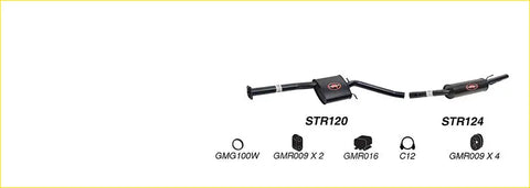 Back view of black redback sports exhaust system with dual tailpipes and red logo accents for holden calais 1997-2004