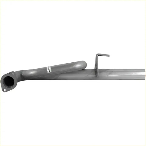 Gray metallic exhaust manifold with curved inlet and bracket for redback sports system zetti holden commodore 07-13