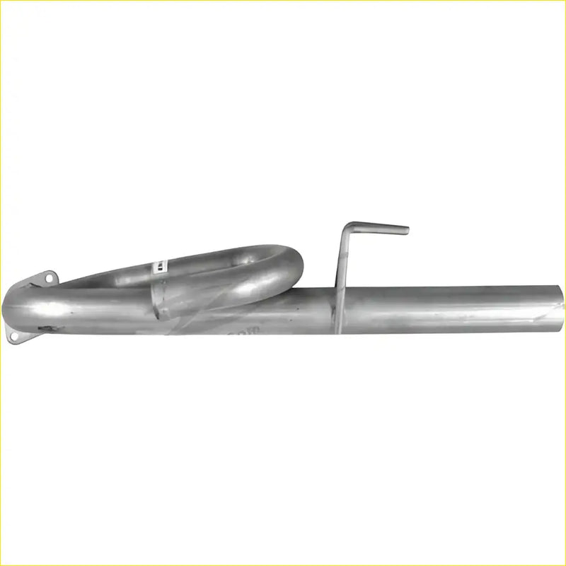 Silver metallic exhaust pipe with curved section and mounting brackets for redback sports system zetti holden commodore