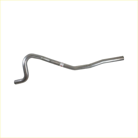 Silver metallic redback sports tailpipe for falcon xc with curved s-shaped exhaust pipe visible from back side