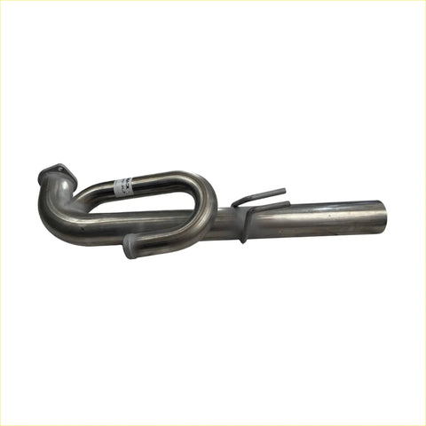 Shiny metallic redback stainless 3 inch j pipe muffler delete with u-shaped curve and flange for left holden commodore