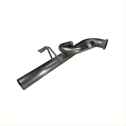 Silver metallic redback stainless 3 inch j pipe muffler delete left with curved design and mounting brackets for holden commodore
