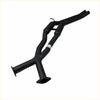 Black metal exhaust manifold with matte finish and multiple pipes for redback twin 25 centre hotdog resonators