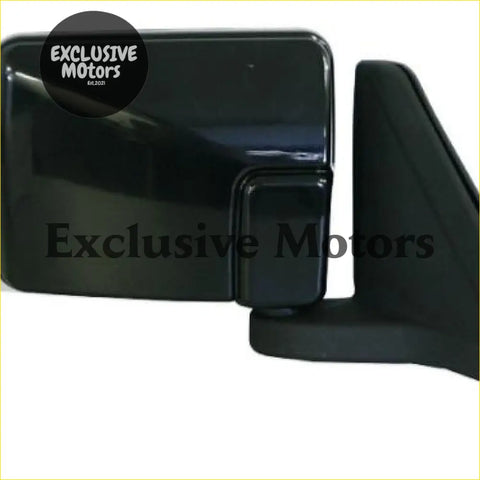Right-hand mirror black corner mount for mitsubishi l200 triton with glossy side view and smooth plastic housing visible from back
