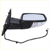 Black plastic right side mirror with heated turn signal and puddle light for ram 1500 shown from back side