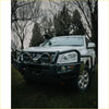 Black rockarmor brushbar with led lights and winch mount for silver toyota prado 150 series offroad 4wd ute
